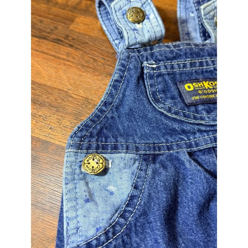 Vintage Osh Kosh B'gosh girls denim overalls with flower detailing sz 6/9 months